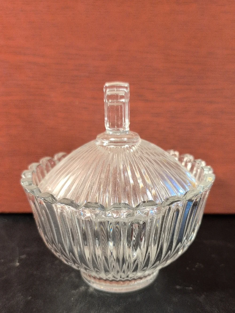 Glass Lidded Sugar Bowl